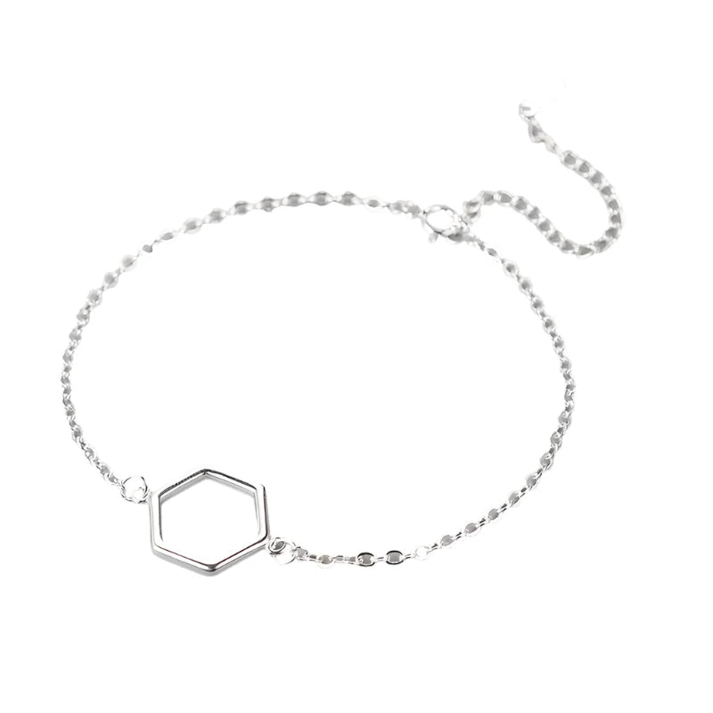 Hexagon 925 Sterling Silver Bracelet 925 Sterling Silver 19.5cm