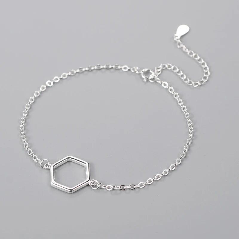 Hexagon 925 Sterling Silver Bracelet