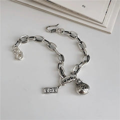 Old Dollar Money Bag 925 Sterling Silver Bracelet