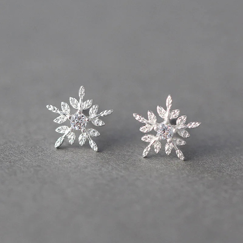 Snowflake 925 Sterling Silver Stud Earrings