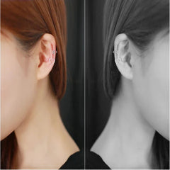 Heart Star Set 925 Sterling Silver Clip Earrings