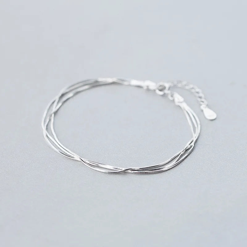 Simple layer 925 Sterling Silver Bracelet Default Title