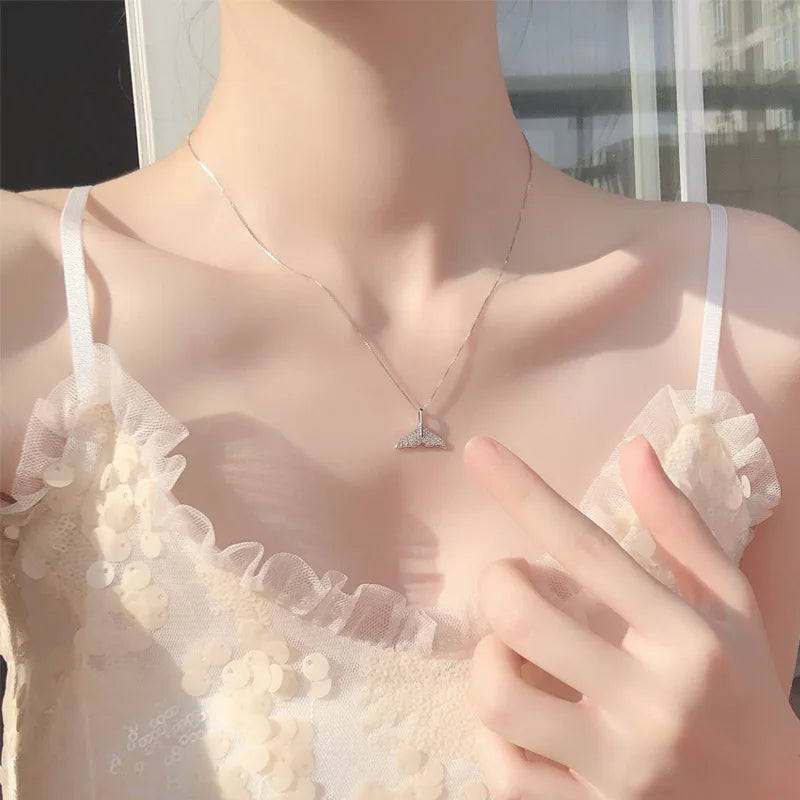 Dolphin Tail Choker 925 Sterling Silver Necklace & Pendant