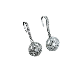 Round Zirconia 925 Sterling Silver Drop Earrings WHITE 925 sterling silver