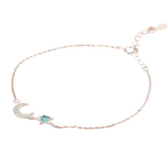 Star Moon Zircon 925 Sterling Silver Bracelet