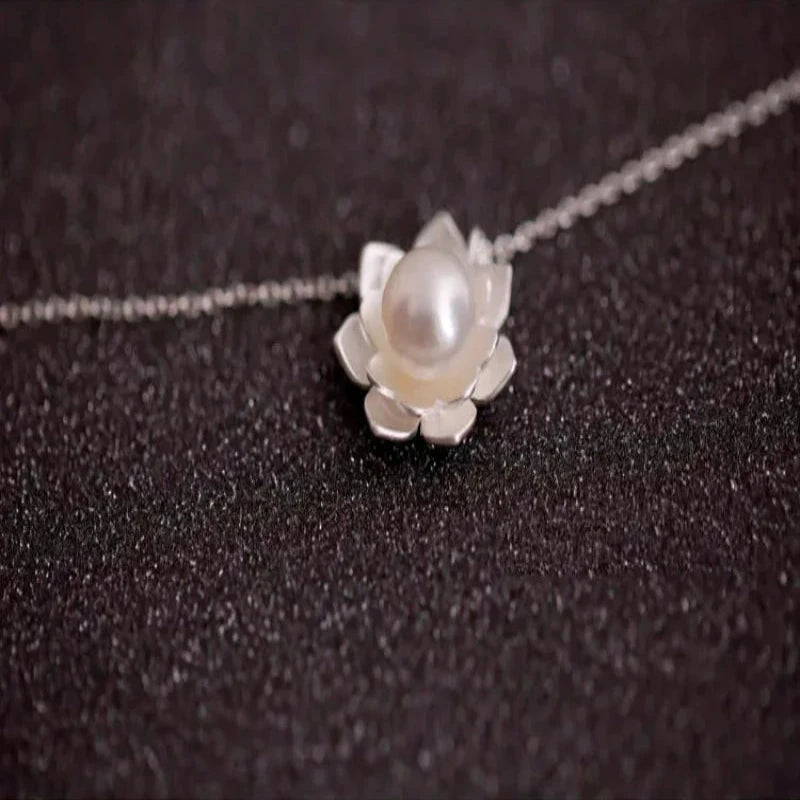 Flower shell pearl 925 Sterling Silver Necklace & Pendant