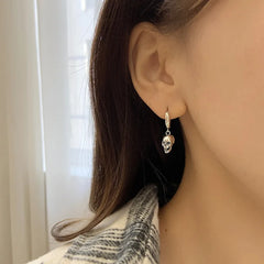 Skull 925 Sterling Silver Hoop Earring