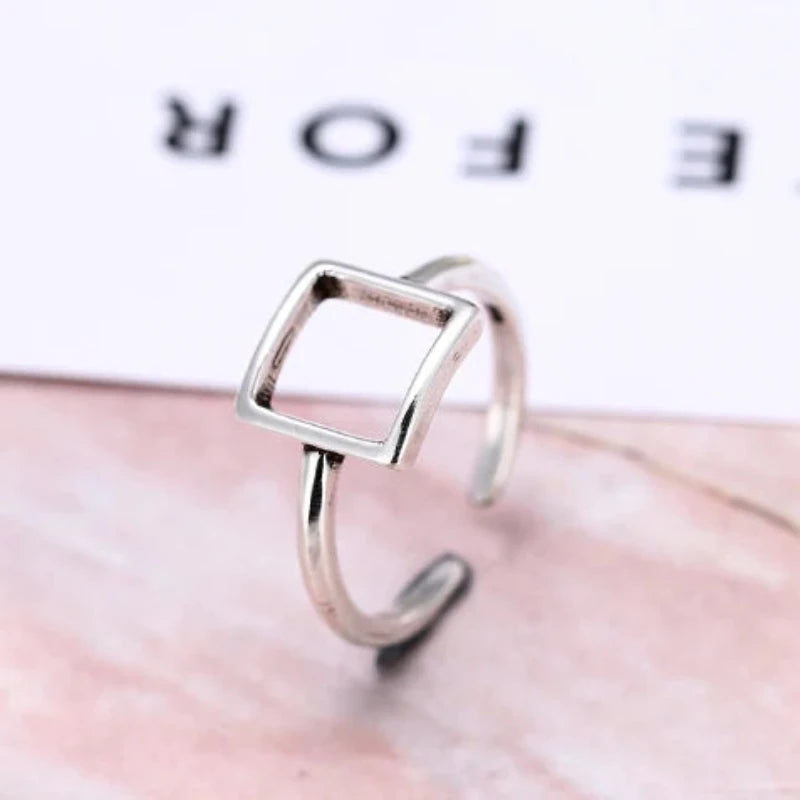 Square Shape 925 Sterling Silver Ring