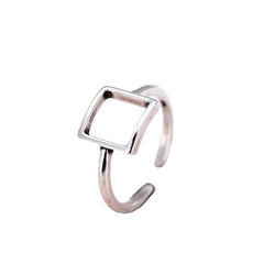 Square Shape 925 Sterling Silver Ring 925 Sterling Silver WHITE resizable