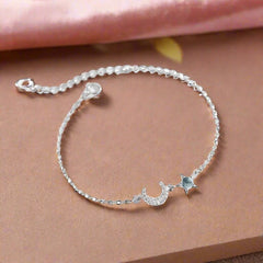 Star Moon Zircon 925 Sterling Silver Bracelet