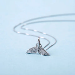 Dolphin Tail Zirconia 925 Sterling Silver Necklace & Pendant