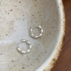 Inlaid Olive branch 925 Sterling Silver hoop Earrings