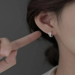 Inlaid Zircon 925 Sterling Silver hoop Earrings