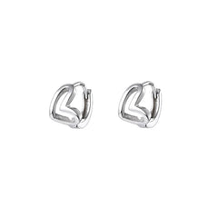 Inlaid Heart 925 Sterling Silver Hoop Earrings