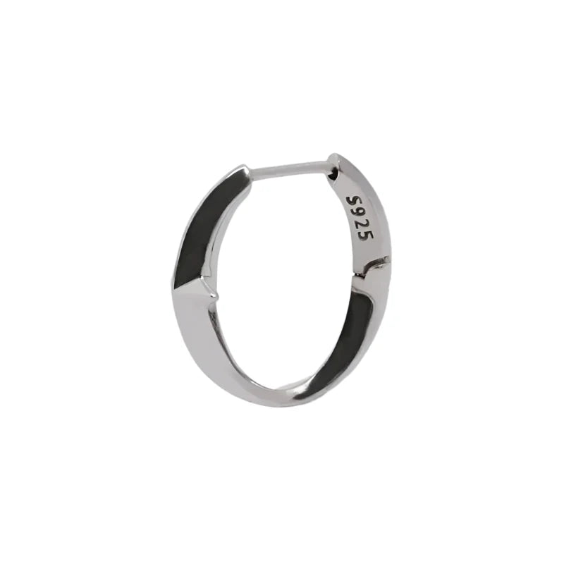 Circle Inlaid Small Star 925 Sterling Silver Hoop Earrings