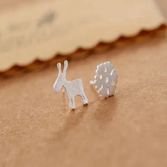 Snowflakes deer Set 925 Sterling Silver Stud Earrings