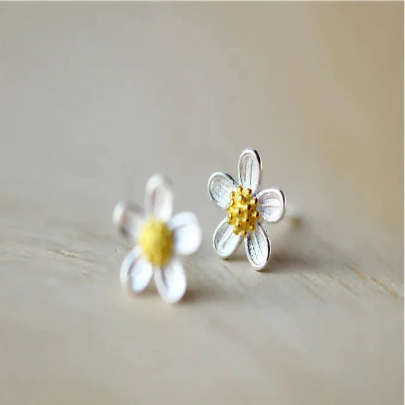 Sunflower Style 925 Sterling Silver Stud Earrings