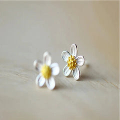 Sunflower Style 925 Sterling Silver Stud Earrings