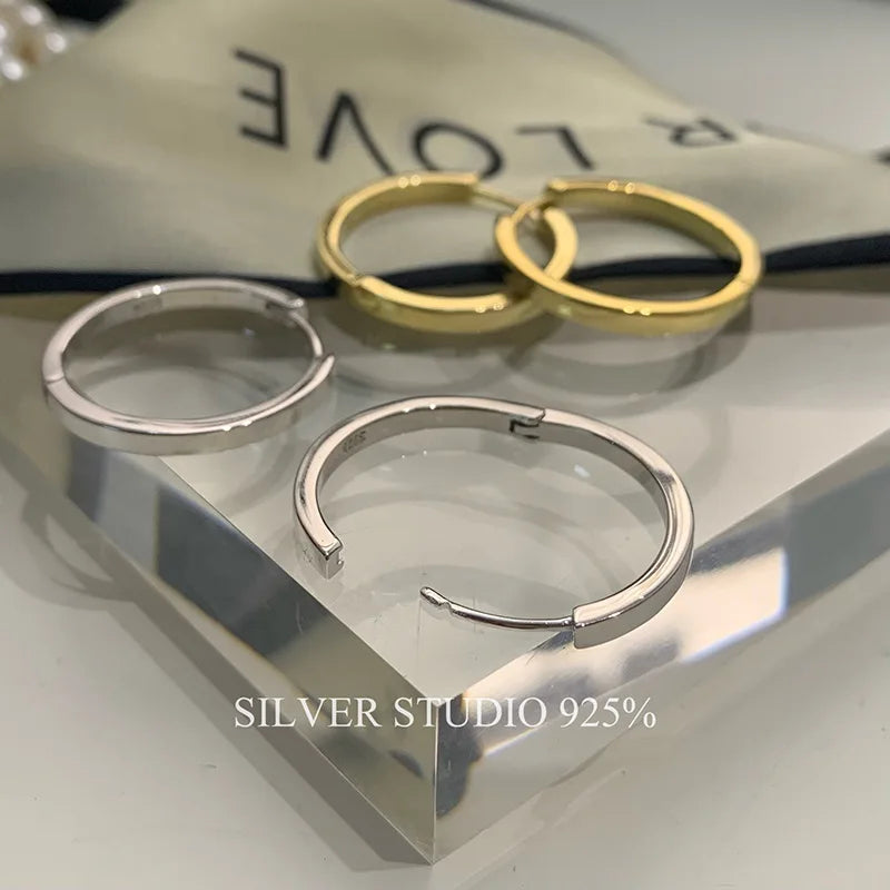Circle 925 Sterling Silver Hoop Earrings