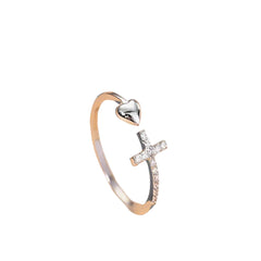 Cross Love Adjustable Open 925 Sterling Silver Ring