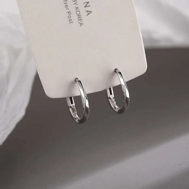 Round Inlaid 925 Sterling Silver Hoop Earrings