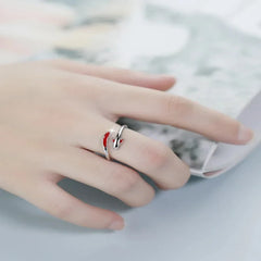 Dolphin Red Tail 925 Sterling Silver Ring