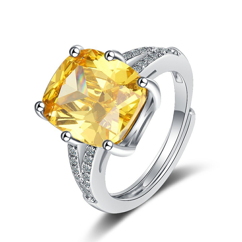 Made with Environmentally White Copper and AAA Cubic Zirconia, the ring is 100% new, high-quality Yellow stone, and marked with the S925 / 925 stamp.