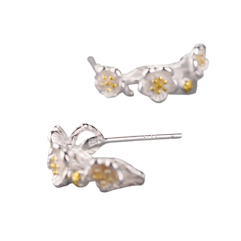 Flower Branches 925 Sterling Silver Stud Earrings Default Title