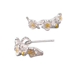 Flower Branches 925 Sterling Silver Stud Earrings Default Title