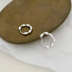 Inlaid Olive branch 925 Sterling Silver hoop Earrings Silver
