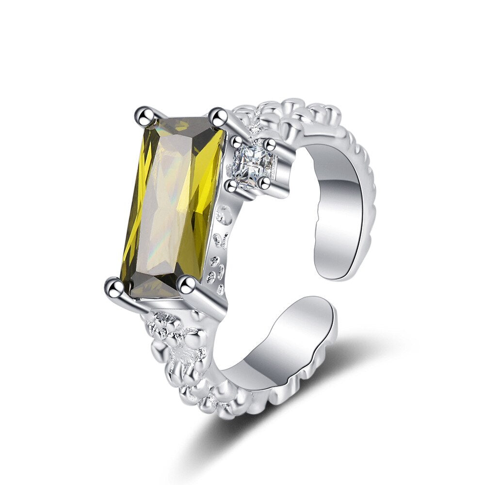 Solid Sterling Silver Plated w/ 925 stamp marking, AAAAA+ yellow Color, Shape\pattern: Geometric Cubic Zirconia.
