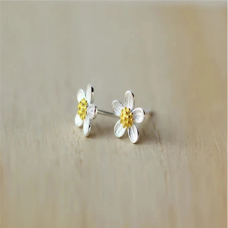 Sunflower Style 925 Sterling Silver Stud Earrings