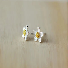 Sunflower Style 925 Sterling Silver Stud Earrings