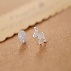 Snowflakes deer Set 925 Sterling Silver Stud Earrings