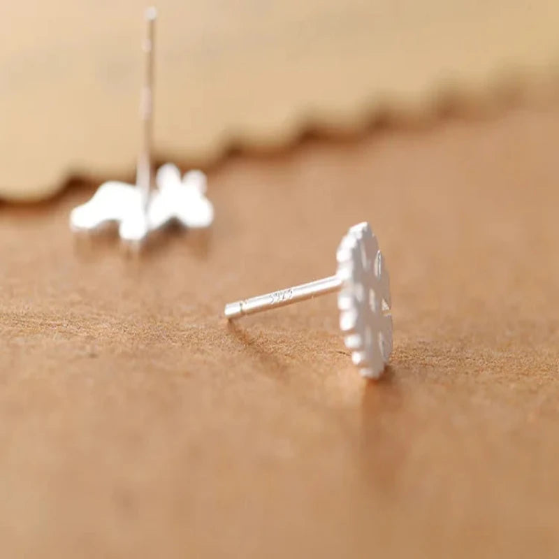 Snowflakes deer Set 925 Sterling Silver Stud Earrings