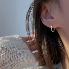 Round Inlaid 925 Sterling Silver Hoop Earrings
