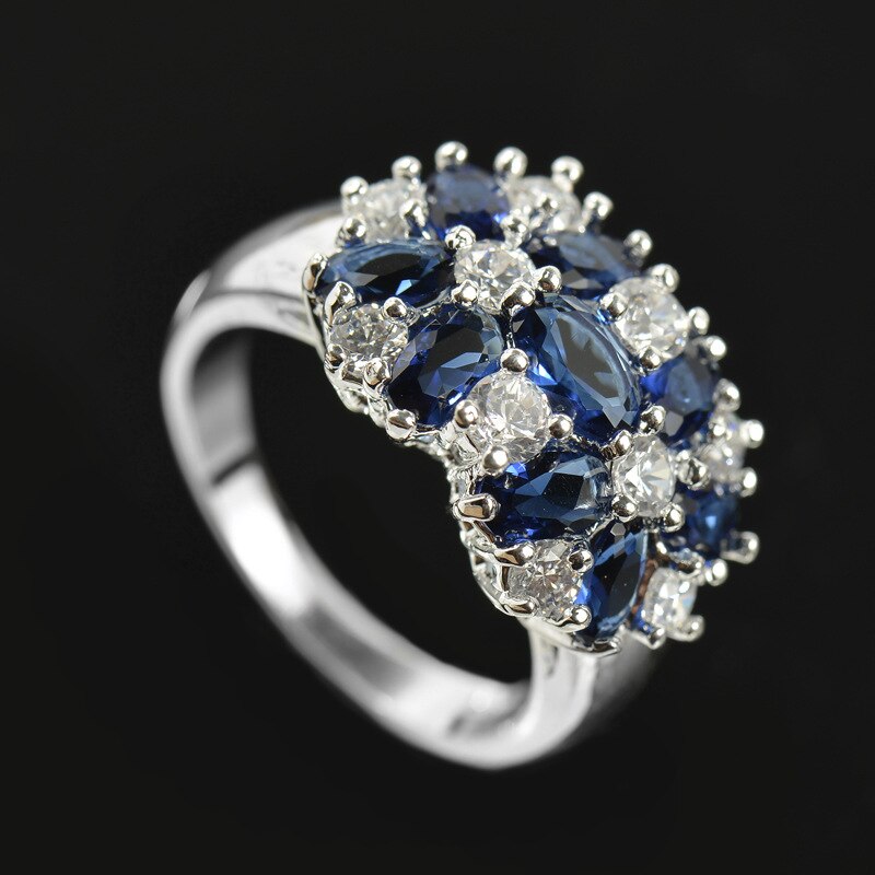 Metal Dark Blue AWN Silver Color ring with a Black onyx cocktail design is a perfect choice. Classic Style Pave RingClassic Style Pave Ring - A slick ring that is comfortable enough to wear around daily. High polished. Exquisite workmanship and comfort Fit.