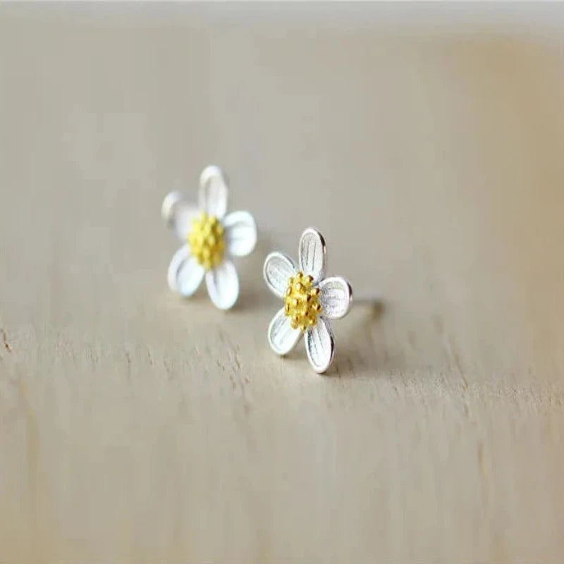 Sunflower Style 925 Sterling Silver Stud Earrings