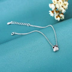 Bar Cat Footprint 925 Sterling Silver Bracelet