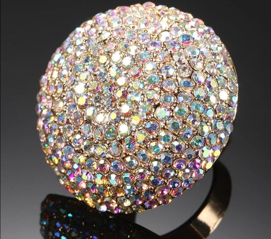 Bunte Kristall Frauen Große Ringe Gold Farbe Marokko Bankett Hochzeit Ring Aussage Schmuck Kristall Geschenk 