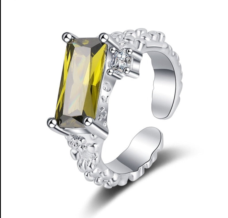 Solid Sterling Silver Plated w/ 925 stamp marking, AAAAA+ yellow Color, Shape\pattern: Geometric Cubic Zirconia.