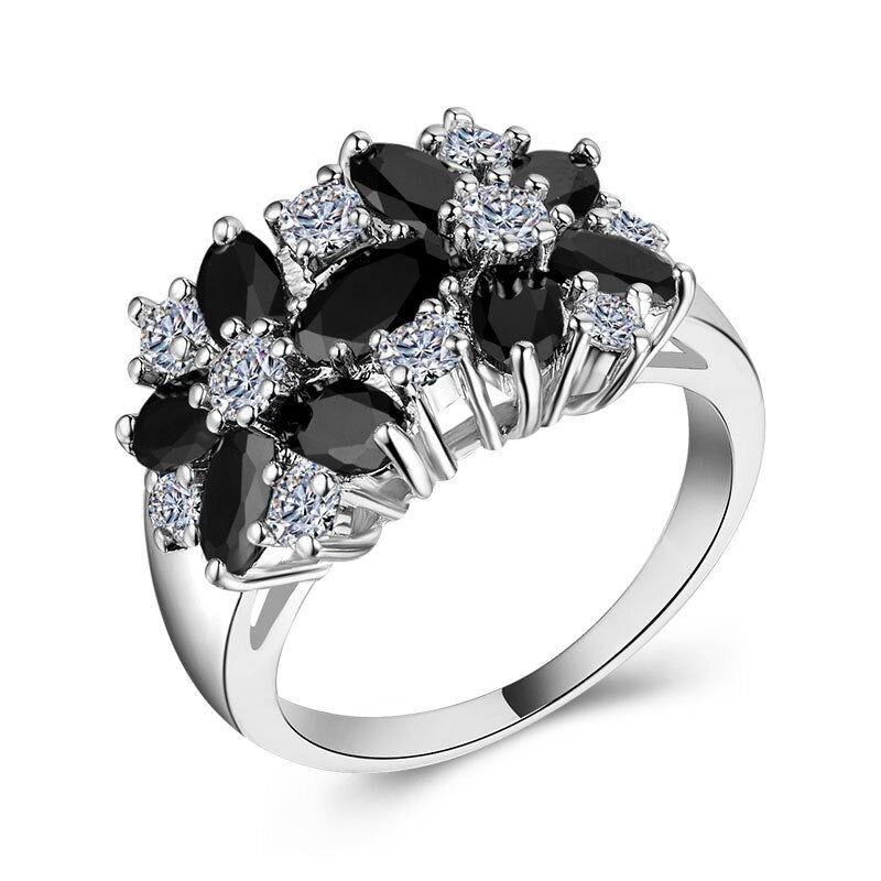 Metal BLACK AWN Silver Color ring with a Black onyx cocktail design is a perfect choice. Classic Style Pave Ring - A slick ring that is comfortable enough to wear around daily. High polished. Exquisite workmanship and comfort Fit.
